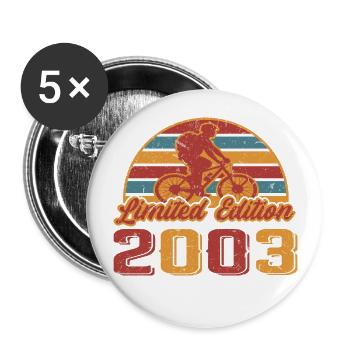 Fahrrad Mountainbike Geburtstag Baujahr 2003 - Buttons groß 56 mm (5er Pack) - Weiß - Vorne