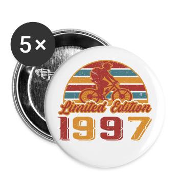Radfahrer Geburtstag 1997 Fahrrad Mountainbike - Buttons groß 56 mm (5er Pack) - Weiß - Vorne