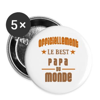 Fête des pères - le best papa du monde - Lot de 5 grands badges (56 mm) - blanc - Devant
