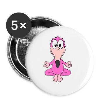 FLAMINGO - YOGA - PILATES - TIER - KIND - BABY - Buttons groß 56 mm (5er Pack) - Weiß - Vorne