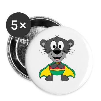 PANTHER - SUPERHELD - TIER - KIND - BABY - Buttons groß 56 mm (5er Pack) - Weiß - Vorne