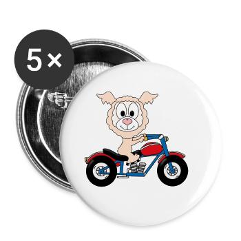 MOTORRAD - LAMA - ALPAKA - TIER - KIND - BABY - Buttons groß 56 mm (5er Pack) - Weiß - Vorne