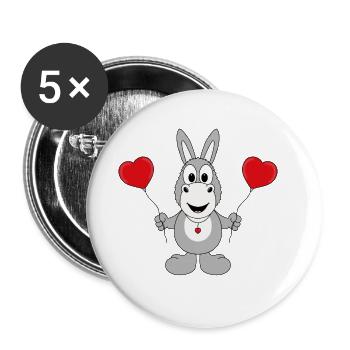 ESEL - LIEBE - TIER - KIND - BABY - Buttons groß 56 mm (5er Pack) - Weiß - Vorne
