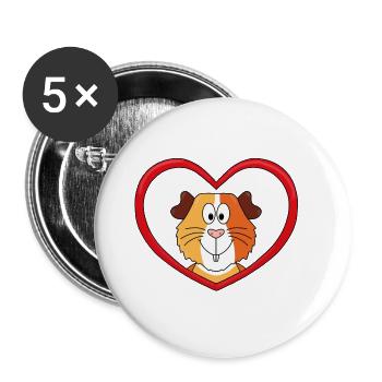 MEERSCHWEINCHEN - LIEBE - TIER - KIND - BABY - Buttons groß 56 mm (5er Pack) - Weiß - Vorne