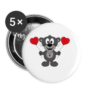 PANTHER - LIEBE - TIER - KIND - BABY - Buttons groß 56 mm (5er Pack) - Weiß - Vorne