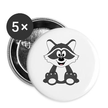 WASCHBÄR - TIER - KIND - BABY - Buttons groß 56 mm (5er Pack) - Weiß - Vorne