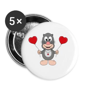 MAULWURF - LIEBE - TIER - KIND - BABY - Buttons groß 56 mm (5er Pack) - Weiß - Vorne