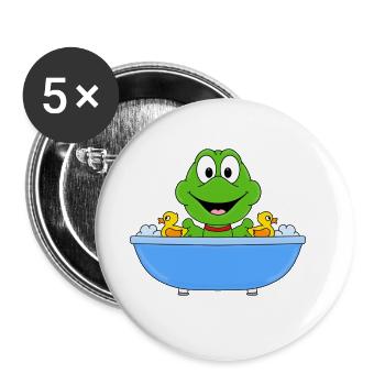 FROSCH - BADEWANNE - TIER - KIND - BABY - Buttons groß 56 mm (5er Pack) - Weiß - Vorne