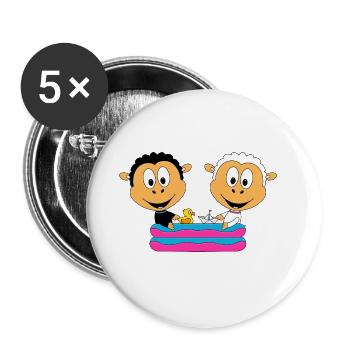 SCHAFE - POOL - TIERE - KIND - BABY - Buttons groß 56 mm (5er Pack) - Weiß - Vorne