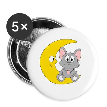 RATTE - MOND - TIER - KIND - BABY - Buttons groß 56 mm (5er Pack) - Weiß - Vorne