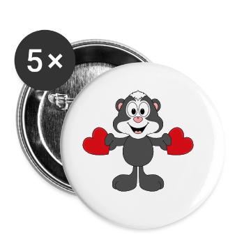 STINKTIER - HERZEN - LIEBE - LOVE - TIER - KINDER - Buttons groß 56 mm (5er Pack) - Weiß - Vorne