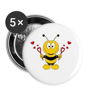 BIENE - LIEBE - SEIFENBLASEN - TIER - KIND - BABY - Buttons groß 56 mm (5er Pack) - Weiß - Vorne