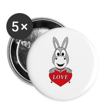ESEL - HERZ - LIEBE - LOVE - TIER - KIND - BABY - Buttons groß 56 mm (5er Pack) - Weiß - Vorne