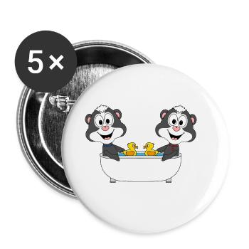 STINKTIERE - BADEWANNE - TIERE - KINDER - BABY - Buttons groß 56 mm (5er Pack) - Weiß - Vorne