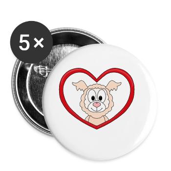 ALPAKA - LAMA - LIEBE - TIER - KIND - BABY - Buttons groß 56 mm (5er Pack) - Weiß - Vorne