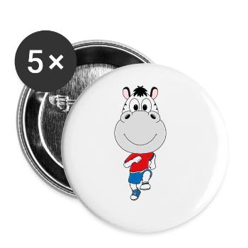 ZEBRA - LAUFEN - JOGGEN - MARATHON - SPORT - TIER - Buttons groß 56 mm (5er Pack) - Weiß - Vorne