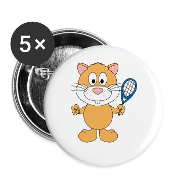 TENNIS - TENNISSPIELER - SPORT - HAMSTER - TIER - Buttons groß 56 mm (5er Pack) - Weiß - Vorne