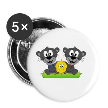 SONNE - SOMMER - LIEBE - PANTHER - TIERE - KINDER - Buttons groß 56 mm (5er Pack) - Weiß - Vorne