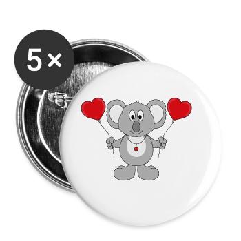 KOALA - LIEBE - TIER - KIND - BABY - Buttons groß 56 mm (5er Pack) - Weiß - Vorne