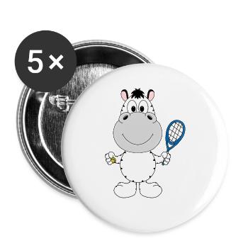 ZEBRA - TENNIS - TENNISSPIELER - TENNISSCHLÄGER - Buttons groß 56 mm (5er Pack) - Weiß - Vorne