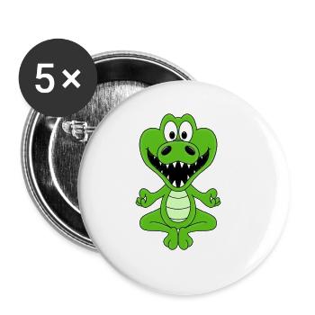 KROKODIL - YOGA - PILATES - TIER - TIERISCH - Buttons groß 56 mm (5er Pack) - Weiß - Vorne