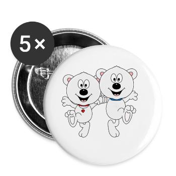 EISBÄREN - TANZEN - LIEBE - TANZPAAR - TIERE - Buttons groß 56 mm (5er Pack) - Weiß - Vorne