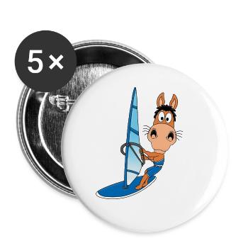 PFERD - WINDSURFER - SURFER - WASSERSPORT - TIER - Buttons groß 56 mm (5er Pack) - Weiß - Vorne