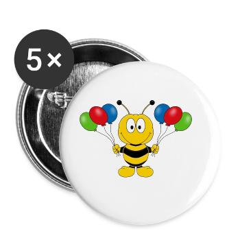 LUFTBALLONS - BIENE - TIER - KIND - BABY - Buttons groß 56 mm (5er Pack) - Weiß - Vorne