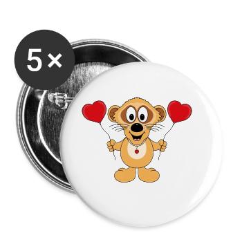 ERDMÄNNCHEN - LIEBE - LOVE - TIER - TIERISCH - Buttons groß 56 mm (5er Pack) - Weiß - Vorne