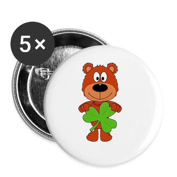 TEDDY - BÄR - TEDDYBÄR - KLEE - KLEEBLATT - Buttons groß 56 mm (5er Pack) - Weiß - Vorne