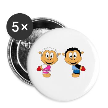 SCHAFE - LIEBE - TIERE - TIERISCH - VERLIEBT - Buttons groß 56 mm (5er Pack) - Weiß - Vorne
