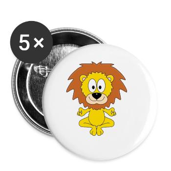 YOGA - PILATES - LÖWE - TIER - TIERISCH - FUN - Buttons groß 56 mm (5er Pack) - Weiß - Vorne