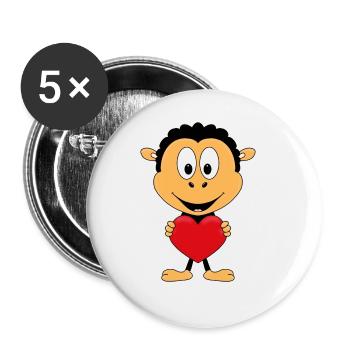 SCHAF - HERZ - LIEBE - LOVE - TIER - KIND - BABY - Buttons groß 56 mm (5er Pack) - Weiß - Vorne