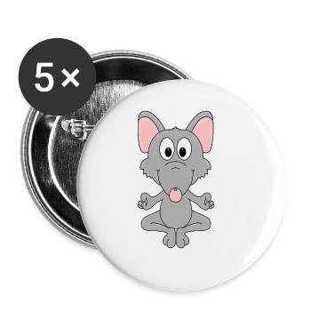 RATTE - YOGA - PILATES - TIER - TIERISCH - FUN - Buttons groß 56 mm (5er Pack) - Weiß - Vorne