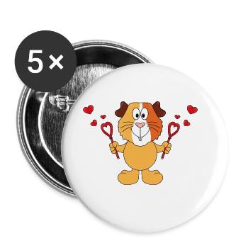 MEERSCHWEINCHEN - SEIFENBLASEN - LIEBE - VERLIEBT - Buttons groß 56 mm (5er Pack) - Weiß - Vorne