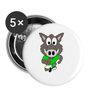 WILDSCHWEIN - AMERICAN FOOTBALL - SPORT - TIER - Buttons groß 56 mm (5er Pack) - Weiß - Vorne