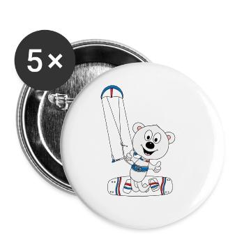 EISBÄR - KITER - KITESURFER - KITE - WASSERSPORT - Buttons groß 56 mm (5er Pack) - Weiß - Vorne