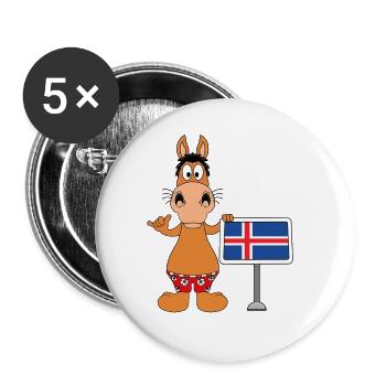 PFERD - ISLANDPFERD - ISLAND - SHAKA - ISLÄNDER - Buttons groß 56 mm (5er Pack) - Weiß - Vorne