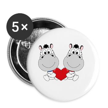 ZEBRAS - LIEBE - LOVE - TIERE - VERLIEBT - ZOO - Buttons groß 56 mm (5er Pack) - Weiß - Vorne
