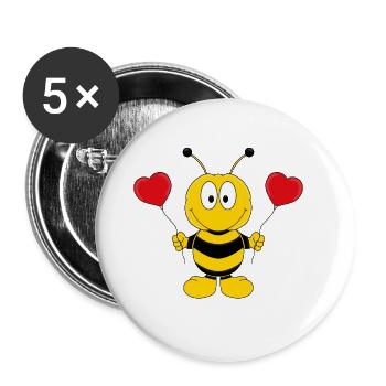 BIENE - LIEBE - LOVE - TIER - KINDER - BABY - Buttons groß 56 mm (5er Pack) - Weiß - Vorne