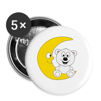 EISBÄR - MOND - TIER - KINDER - BABYS - Buttons groß 56 mm (5er Pack) - Weiß - Vorne