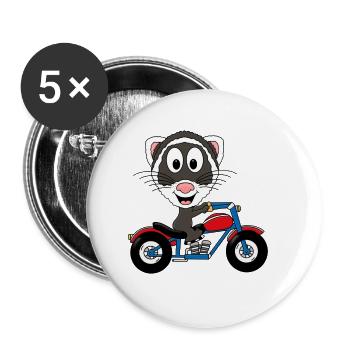 FRETTCHEN - MOTORRAD - BIKER - MOTORSPORT - Buttons groß 56 mm (5er Pack) - Weiß - Vorne