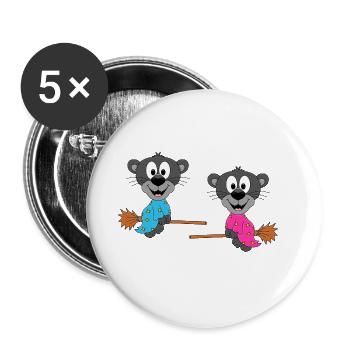 PANTHER - HEXEN - HEXENBESEN - LIEBE - LOVE - Buttons groß 56 mm (5er Pack) - Weiß - Vorne