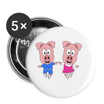 TANZSCHWEINE - SCHWEINE - TÄNZER - TANZEN - Buttons groß 56 mm (5er Pack) - Weiß - Vorne