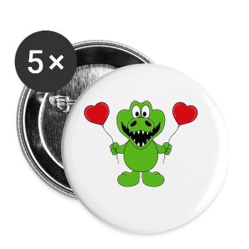 KROKODIL - LUFTBALLONS - LIEBE - LOVE - TIER - Buttons groß 56 mm (5er Pack) - Weiß - Vorne