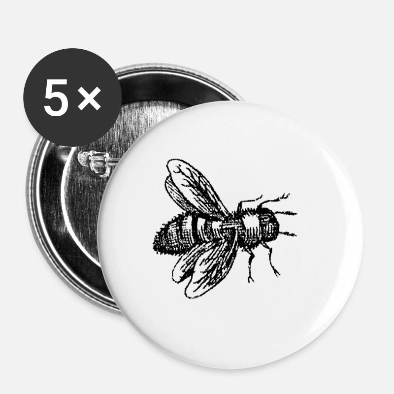 Forest Bee - Buttons large 2.2''/56 mm (5-pack) - white