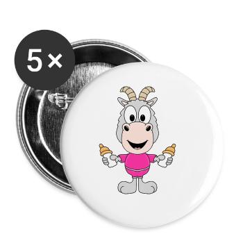 ZIEGE - BABY - KINDER - GEBURT - FLÄSCHCHEN - Buttons groß 56 mm (5er Pack) - Weiß - Vorne