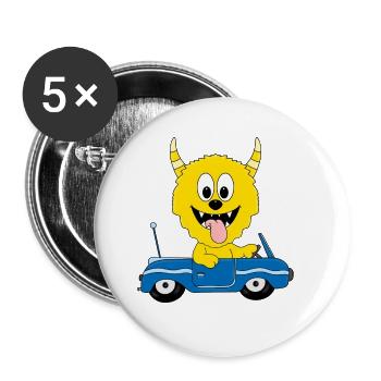 MONSTER - AUTO - TIER - TIERISCH - MOTORSPORT - Buttons groß 56 mm (5er Pack) - Weiß - Vorne
