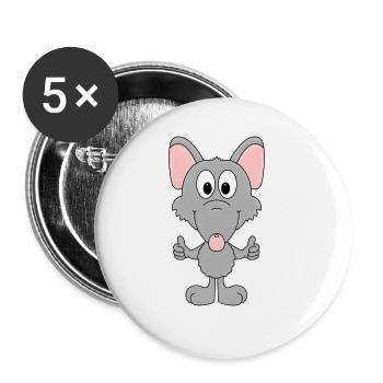 RATTE - LIKE - LIKEN - MÖGEN - DAUMEN HOCH - TIER - Buttons groß 56 mm (5er Pack) - Weiß - Vorne