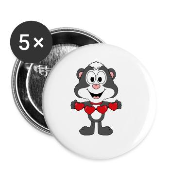 STINKTIER - LIEBE - HERZEN - VERLIEBT - TIERISCH - Buttons groß 56 mm (5er Pack) - Weiß - Vorne